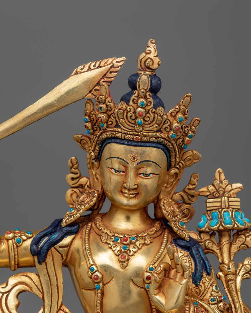 Tranquil Manjushri Sculpture | Symbol of Wisdom and Peace