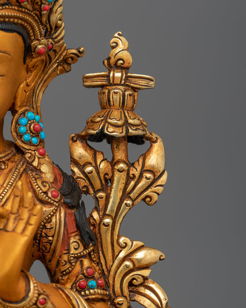 Wisdom Buddha Manjushri with Flaming Sword Statue | Bodhisattva Shrine Decor