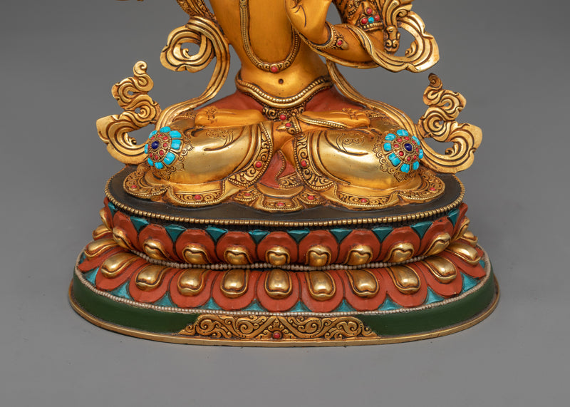 Wisdom Buddha Manjushri with Flaming Sword Statue | Bodhisattva Shrine Decor