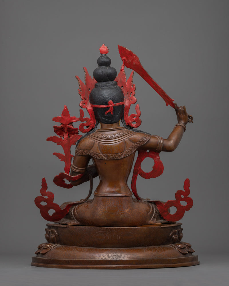 Perfection of Wisdom Manjushri Statue | Hancrafted Oxidized Copper Body