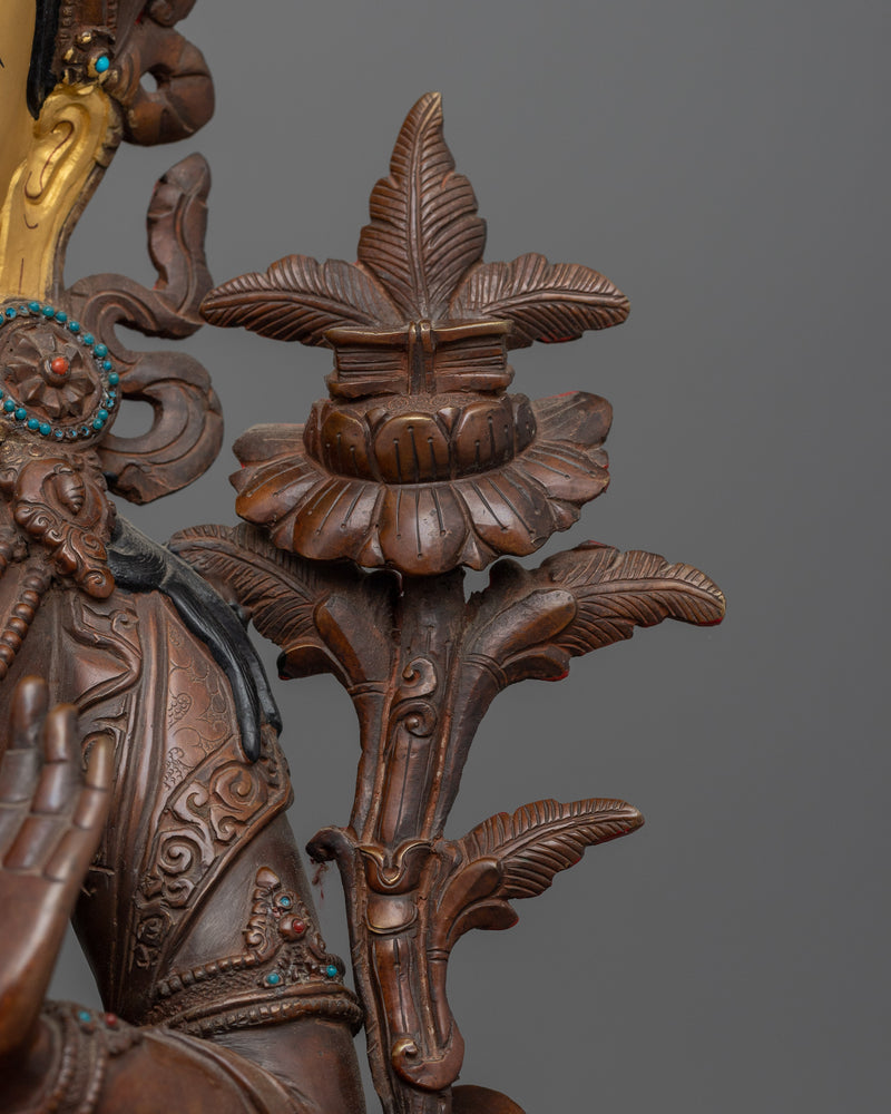 Perfection of Wisdom Manjushri Statue | Hancrafted Oxidized Copper Body