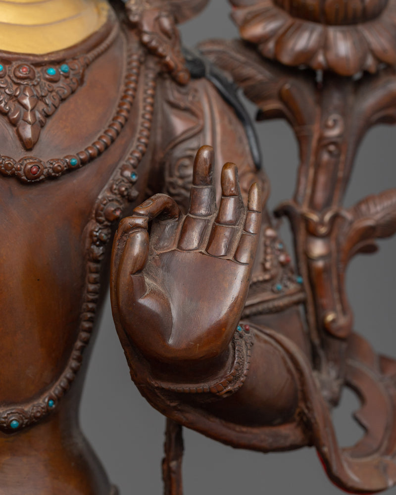 Perfection of Wisdom Manjushri Statue | Hancrafted Oxidized Copper Body