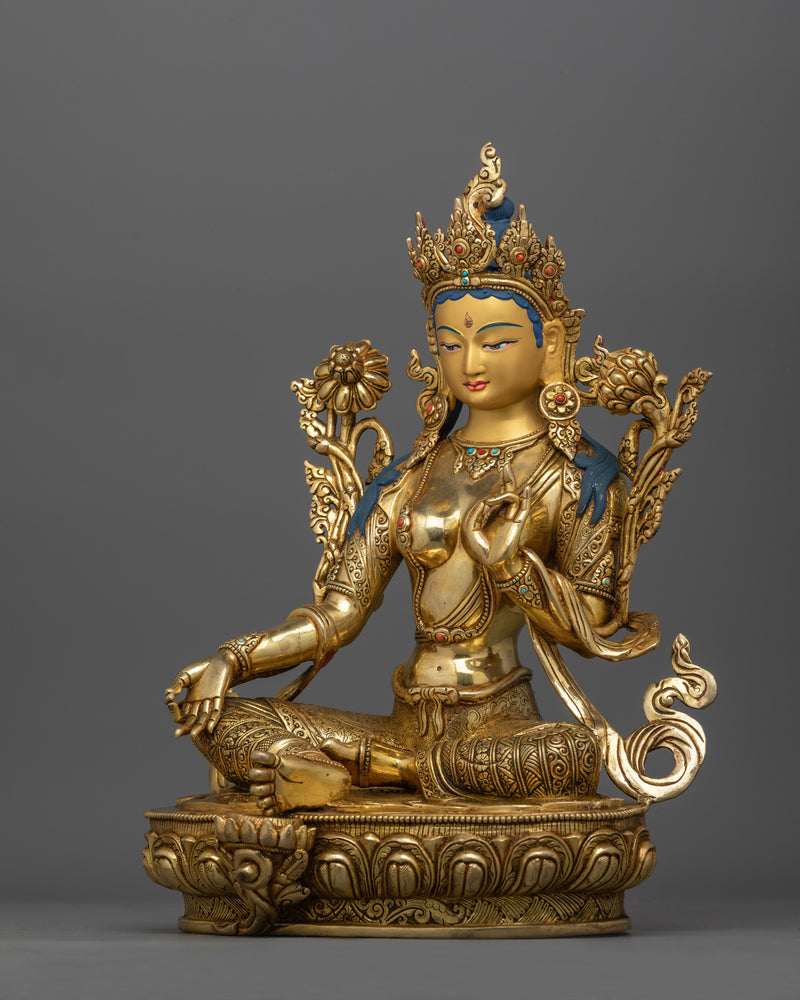 Female Deity Green Tara Statue | Embodiment of Compassion and Protection