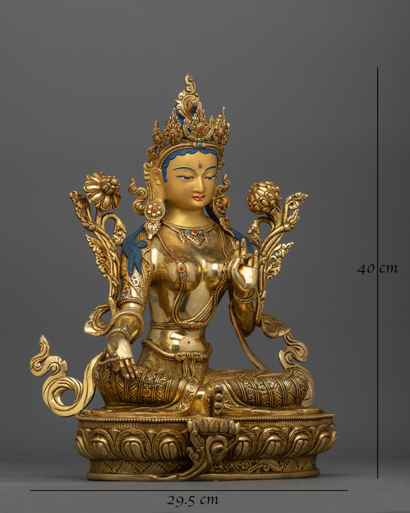 Female Deity Green Tara Statue | Embodiment of Compassion and Protection