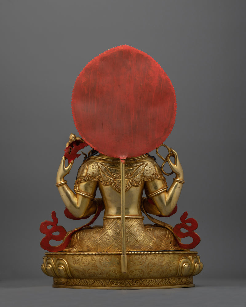 Handmade Tibetan Avalokiteshvara Chenrezig Statue | 24K Gold Gilded with Copper Body