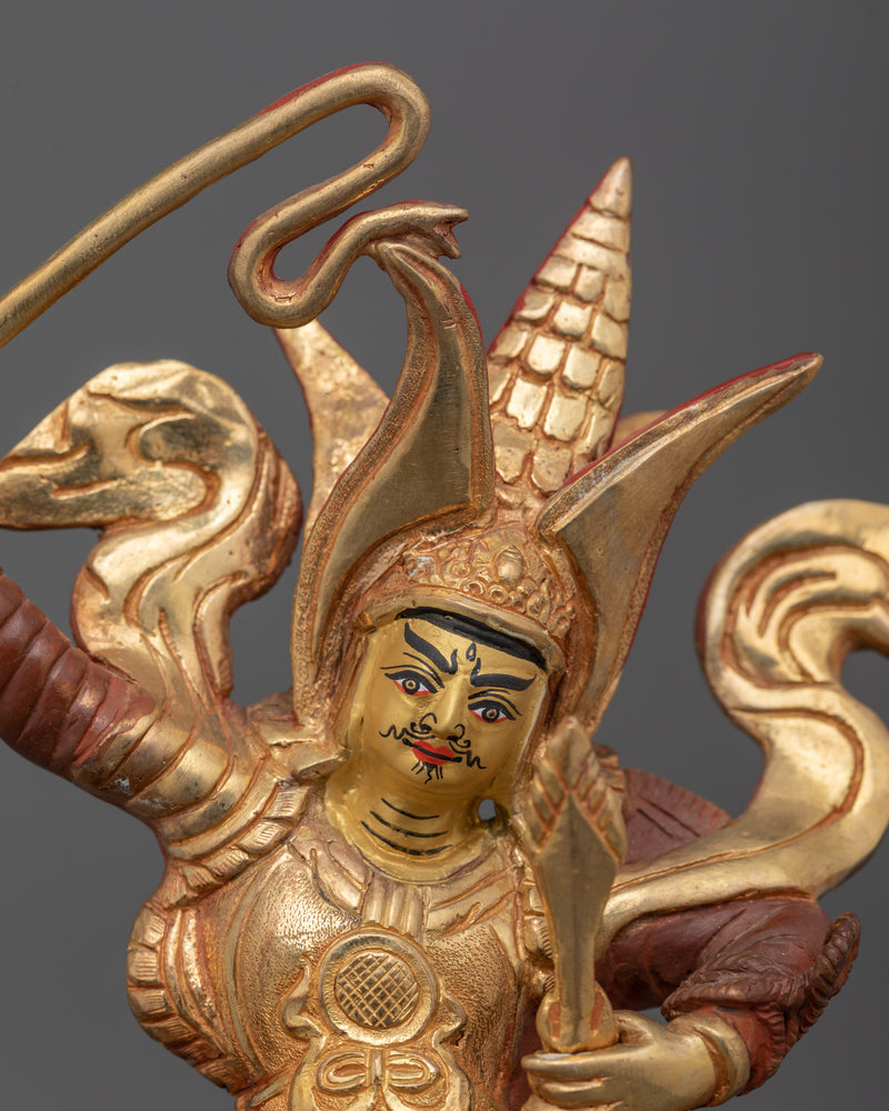 Handmade Warrior King Gesar Statue | Tibetan protector deity | Oxidized copper Gesar