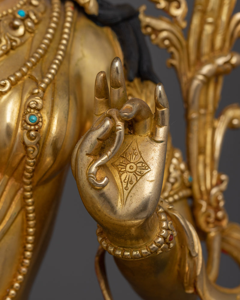 Green Tara Gold Gilded compassionate deity | Bodhisattva of Compassion, protection Deity