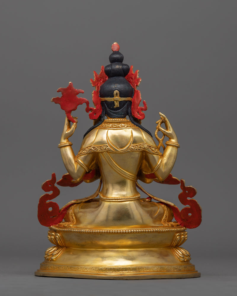 Chenrezig Four-Armed Avalokiteshvara Statue | Compassionate Bodhisattva Buddhism Deity