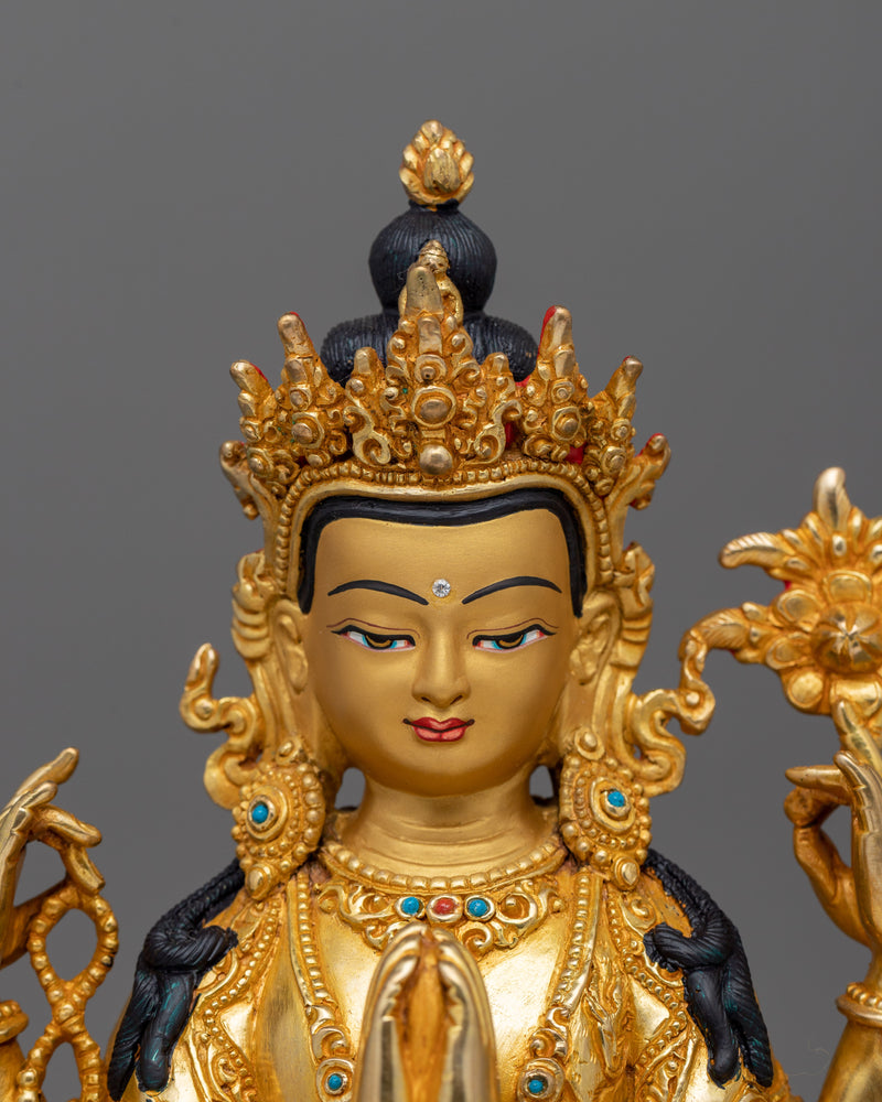 Chenrezig Four-Armed Avalokiteshvara Statue | Compassionate Bodhisattva Buddhism Deity