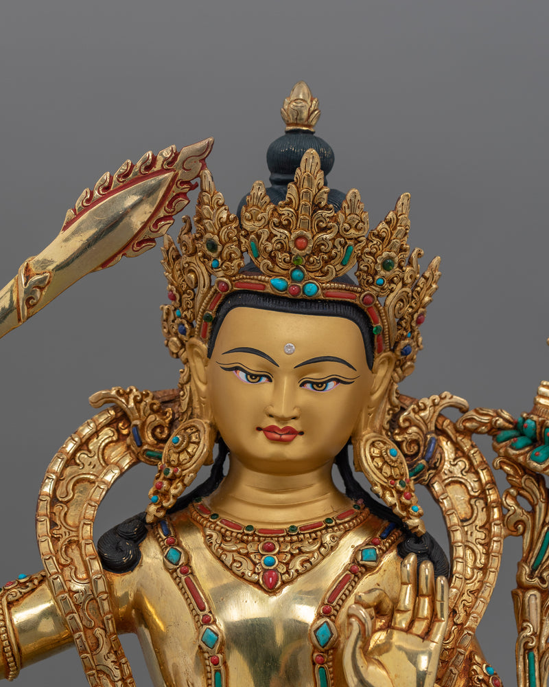 Handcrafted Manjushri Bodhisattva Dharma Statue |  Symbol of Wisdom and Enlightenment