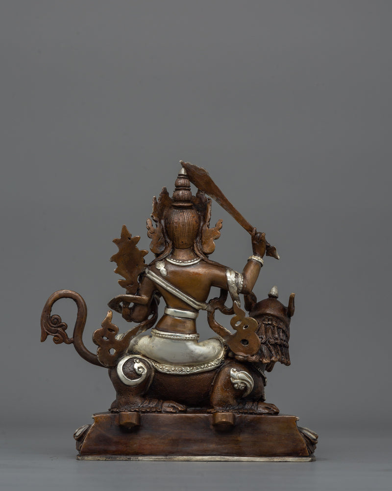 Traditional Sacred Simhanada Manjushri Statue | Embodiment of Wisdom and Courage Deity