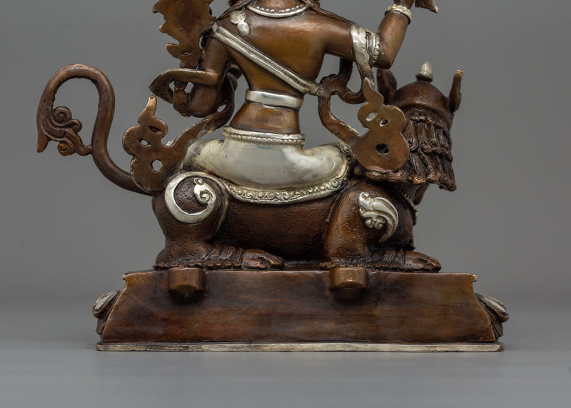 Traditional Sacred Simhanada Manjushri Statue | Embodiment of Wisdom and Courage Deity