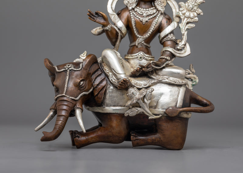 Tradional handcrafted Samantabhadra Statue | Elephant Seated Deity of Benevolence