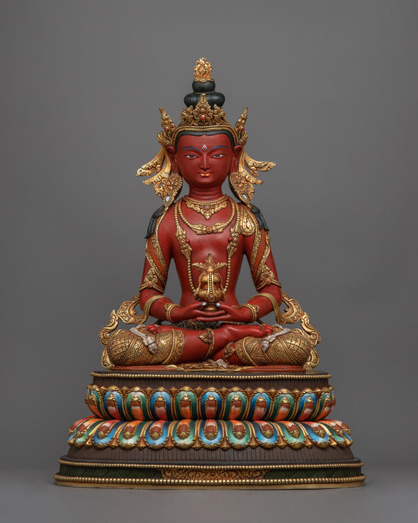 red amitayus-buddha-statue