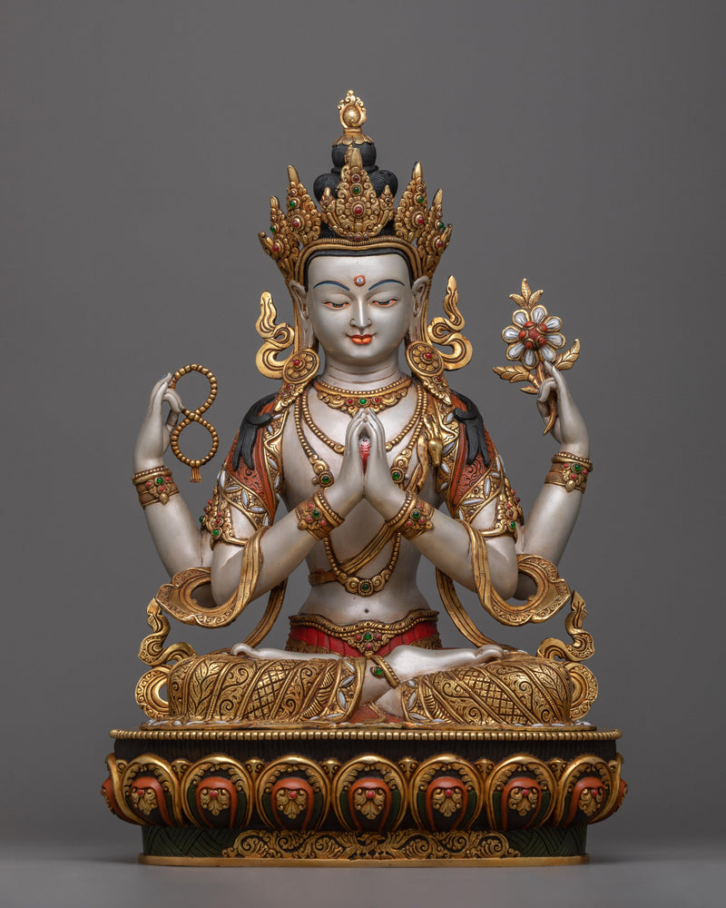 four-arm-chenrezig-painted statue