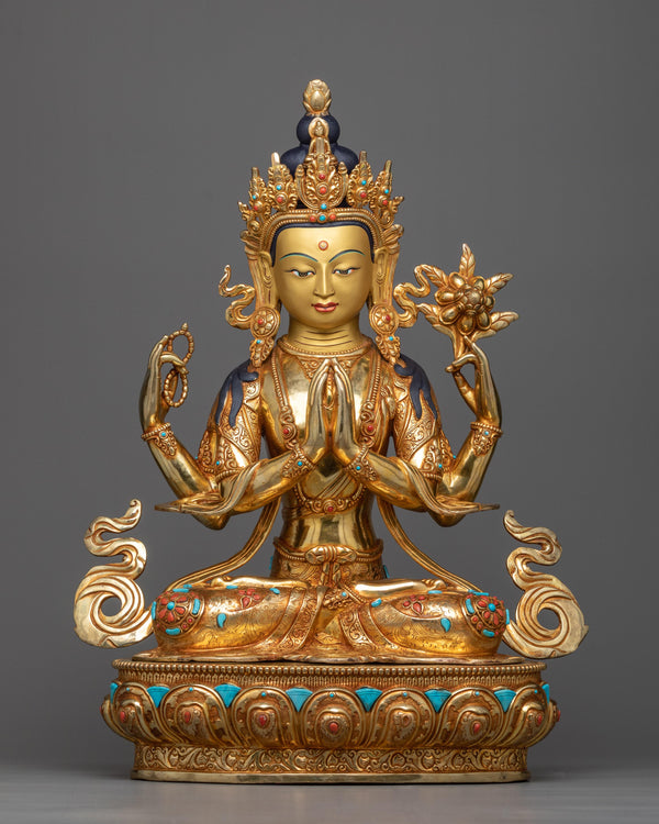 chenrezig-gilt copper statue