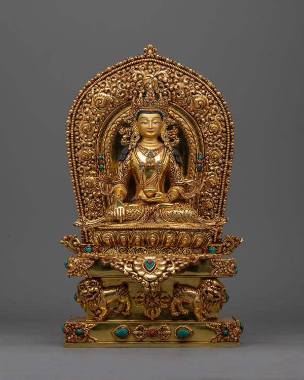 crown-shakyamuni-buddha-on-throne-sculpture