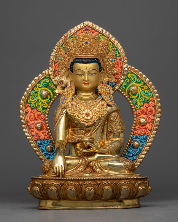 crown-buddha-shakyamuni-gilt sculpture