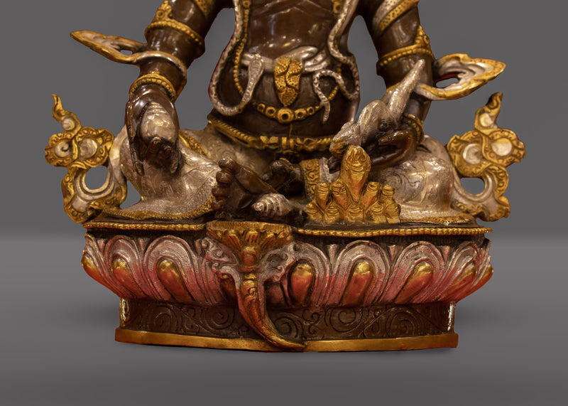 Norlha Dzambhala Sculpture | Prosperity in 24K Gold and Oxidized Copper