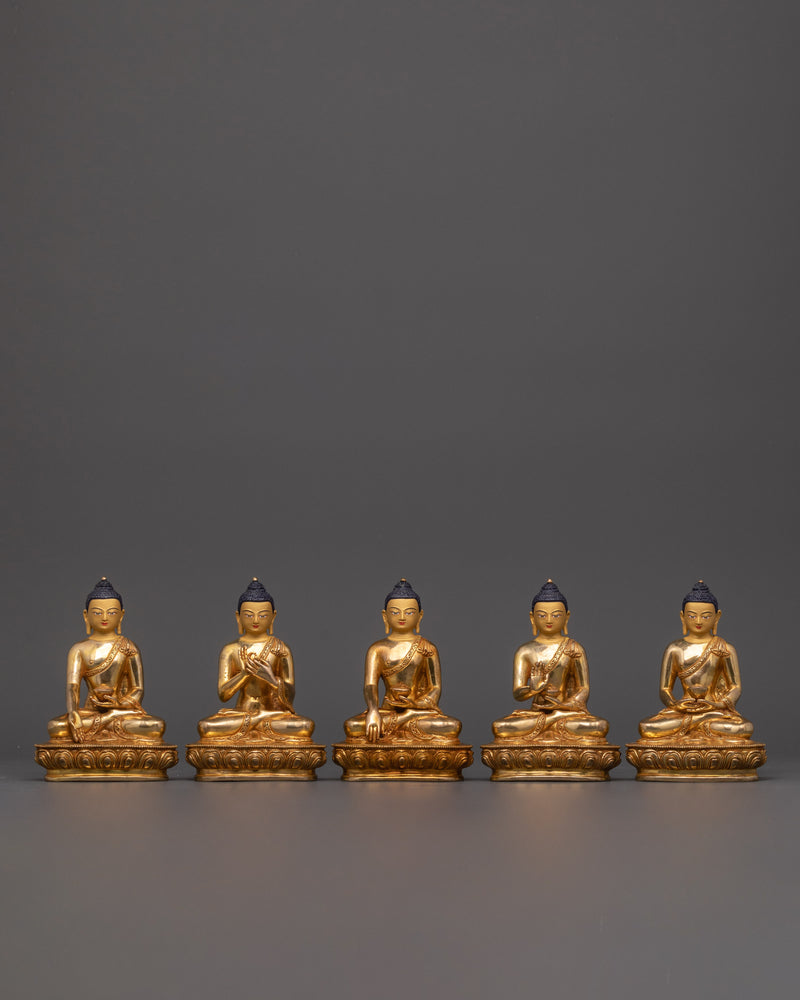 Five Dhyani Buddha Sculpture Set