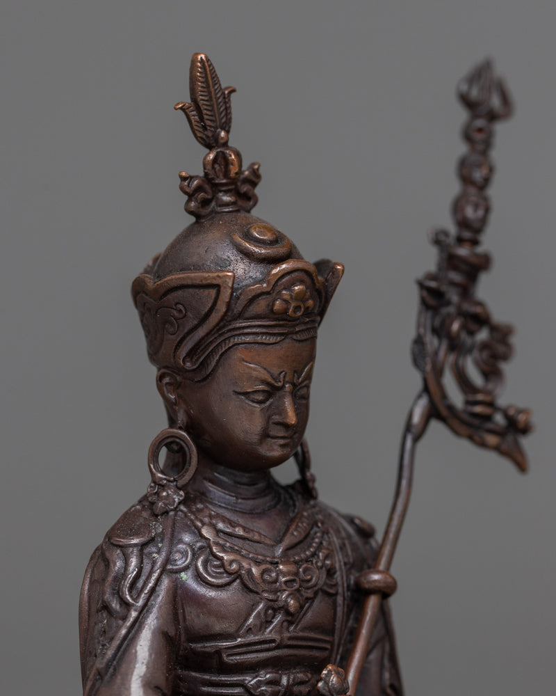 Small Scale Guru Rinpoche Statue | Oxidized Copper Statuette