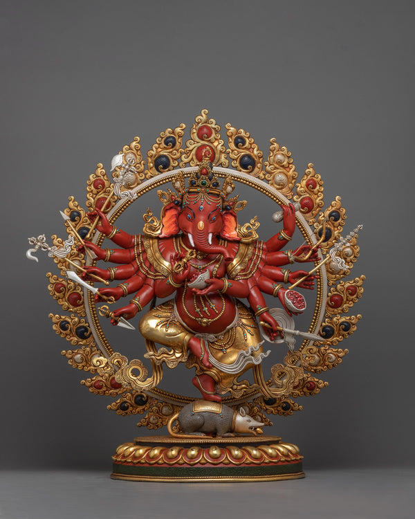 Majestic Red Ganesh | Collector's Pride Statue painted with Hidden Technique