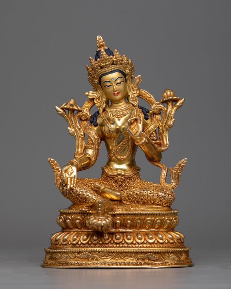 green-tara-gilded sculpture