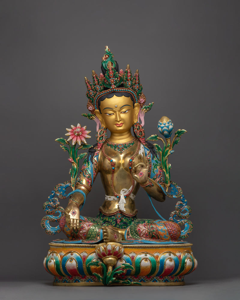 green-tara-beautiful-colored-sculpture