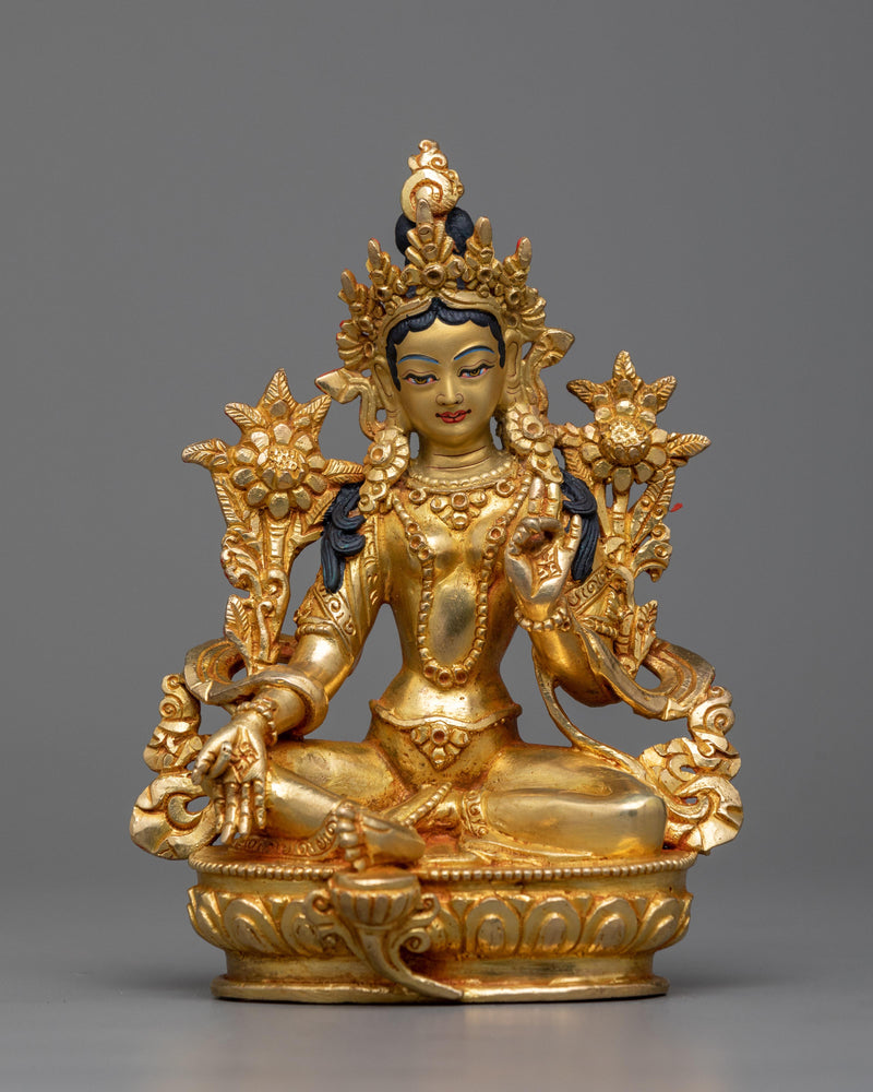 green-tara-gilt sculpture