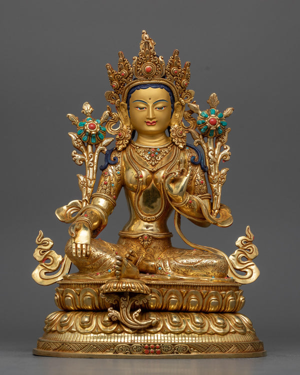 mother green tara gilt sculpture