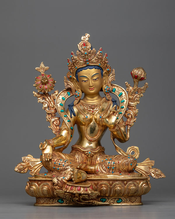 green-tara-copper gilt sculpture