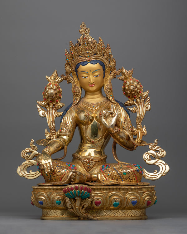 green-tara-gilded-sculpture-for altar 