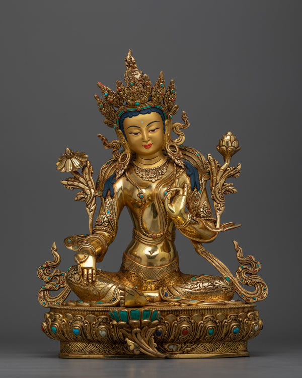 gold-gilded-green-tara-sculpture-1