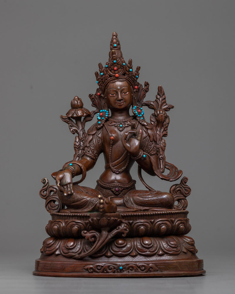 green-tara-oxidized statue