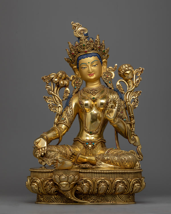 Green Tara Buddhist Goddess Statue 