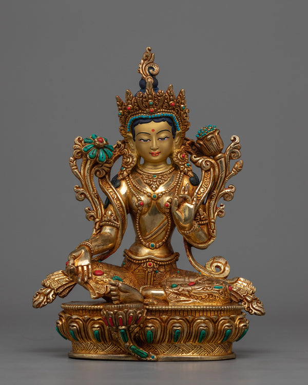 Green Tara Statue 9 Inch