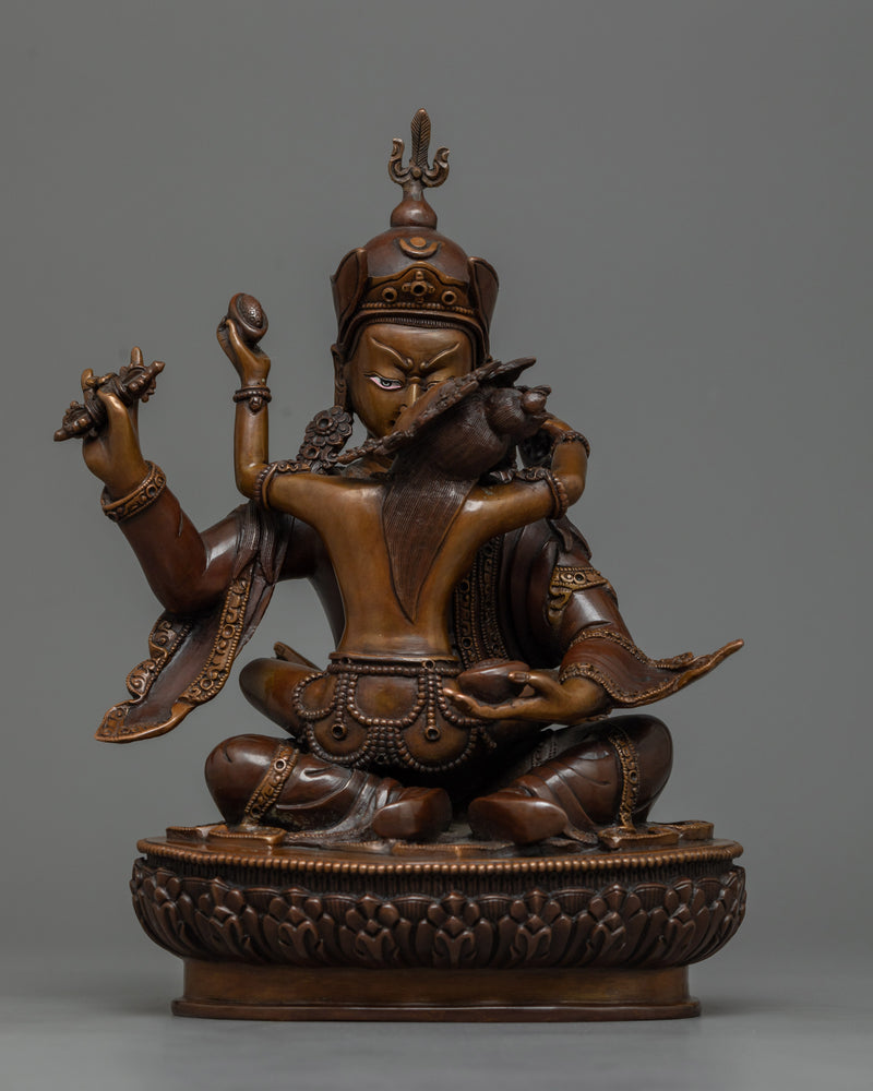 Guru Rinpoche With Consort Oxidized Copper Statue 