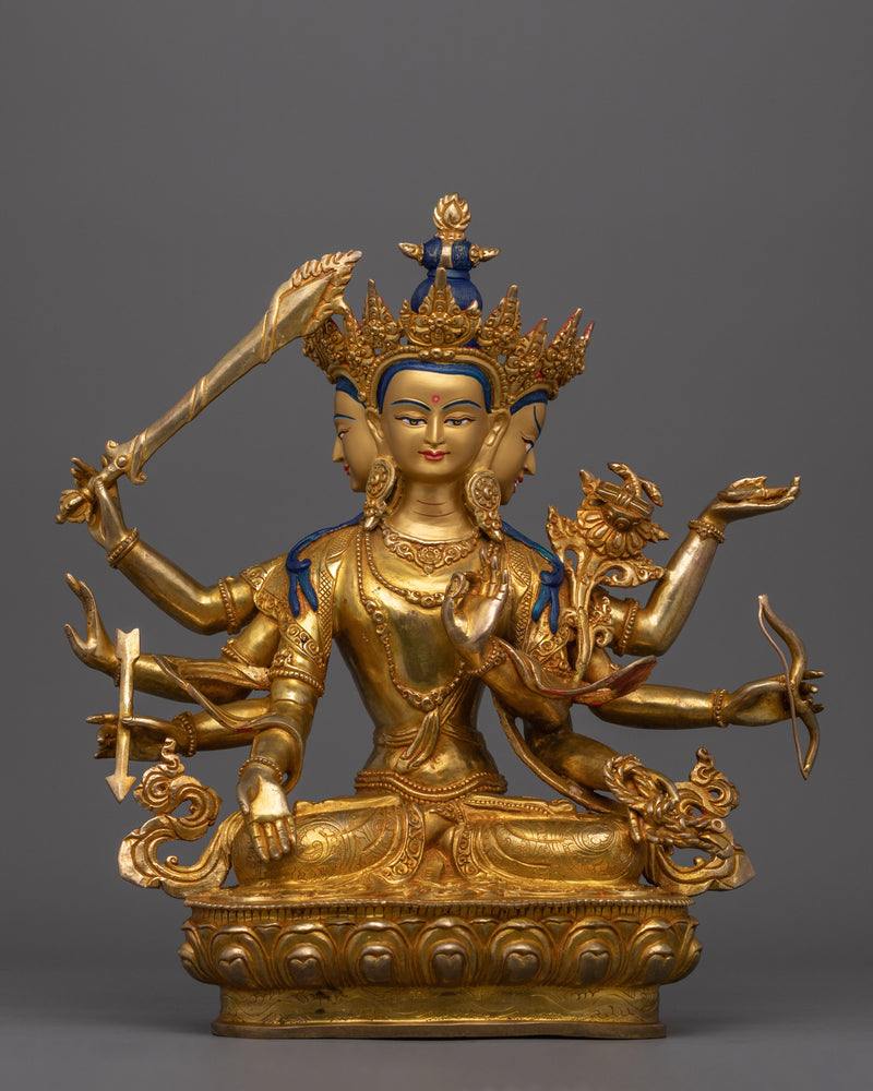 Handcrafted Maha Manjushri Figure | Embodiment of Wisdom and Enlightenment