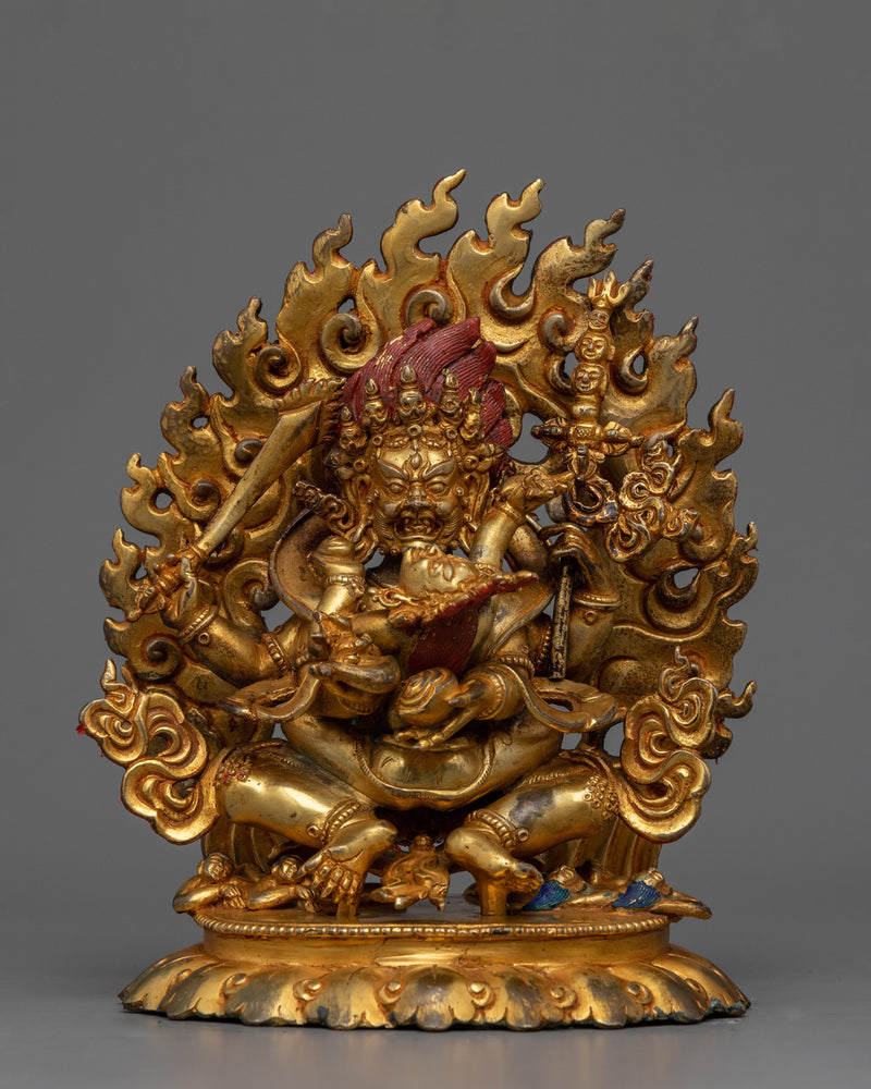 Antique Finish Four Armed Mahakala Statue