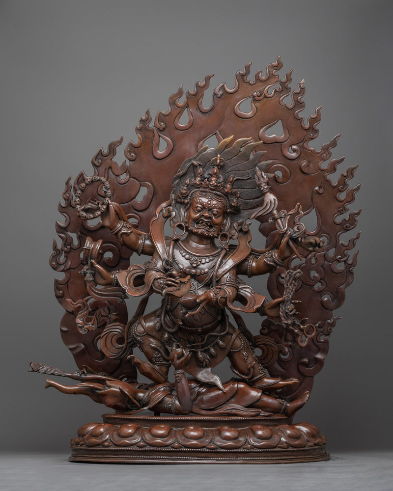 Large Six Armed Mahakala Copper Statue