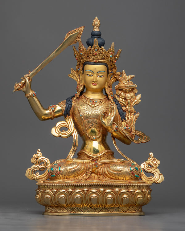 Copper statue of manjushri