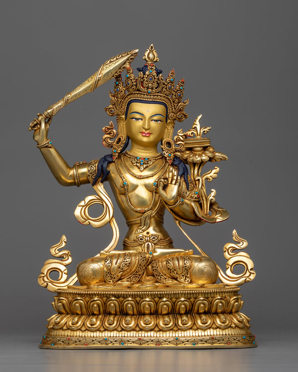 wisdom deity copper sculpture