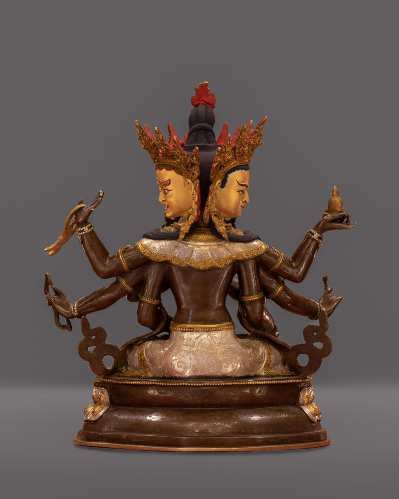 Namgyalma Deity of Longevity Sculpture | 24K Gold Gilded and Oxidized Copper