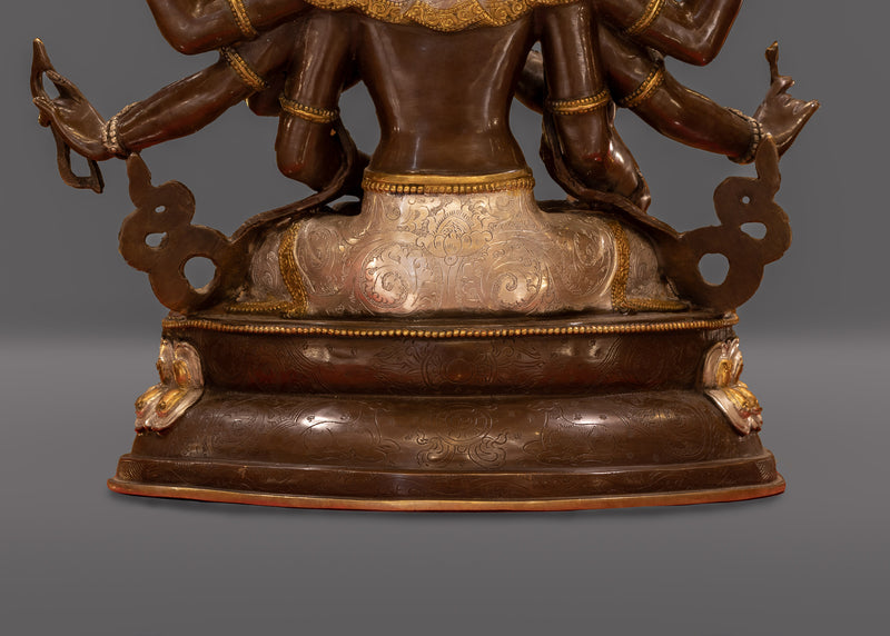 Namgyalma Deity of Longevity Sculpture | 24K Gold Gilded and Oxidized Copper