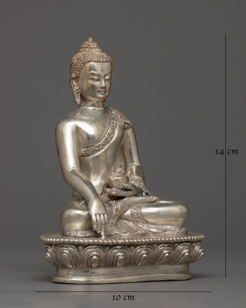 Shakyamuni Buddha Full Silver-Plated Body Statue | Embodiment of Enlightenment