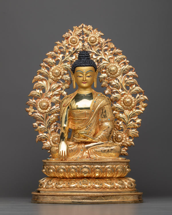 gautam buddha copper gilt statue