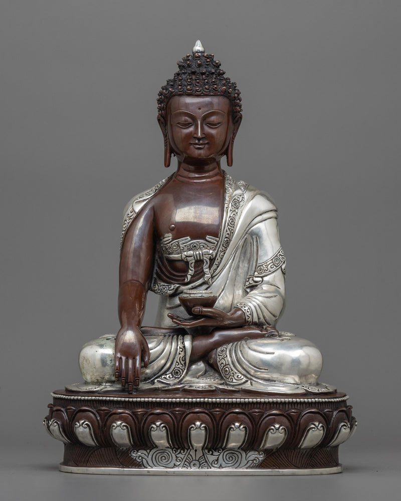 silver plated buddha statue 