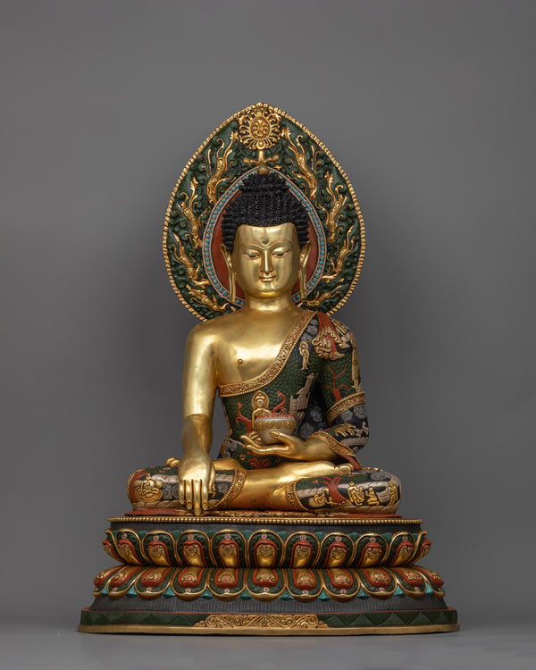 shakyamuni-buddha-green-red-colored