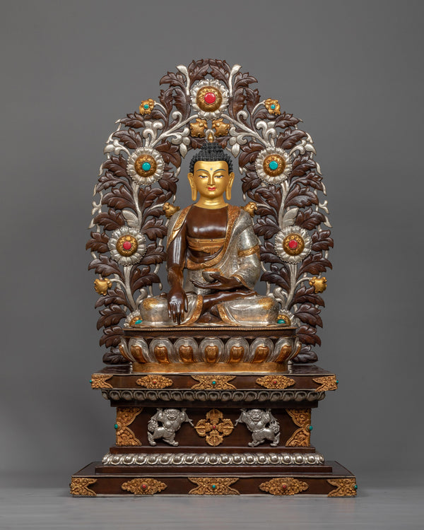 shakyamuni-buddha-on throne copper statue