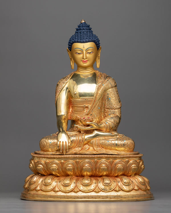 gautama buddha copper gilt statue